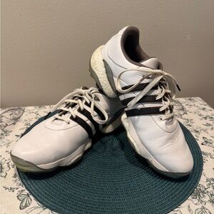 Adidas Men's White and Black Golf Shoes